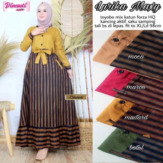 Gamis Pesta Wanita Maxy Muslim Kombinasi Batik Lurik Shopee Indonesia