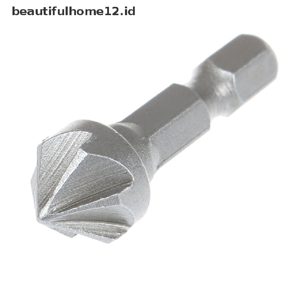 (Beautifulhome12.Id) Mata Bor 6 Flute Countersink Chamfer Gagang Hexagon Untuk Pengerjaan Kayu