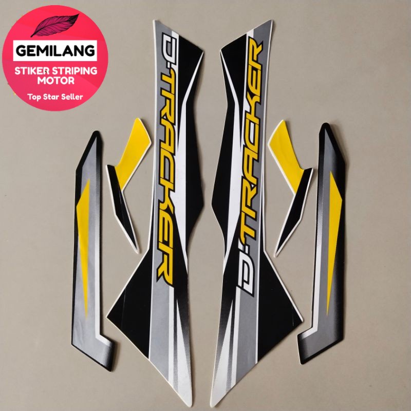 stiker Striping Decal Polet Sticker motor kawasaki D-Tracker kuning list body model original standar