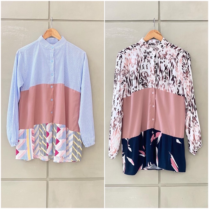 Tunik Rayon - Atasan Wanita Tunik Rayon Kombinasi Motif POPSICLE