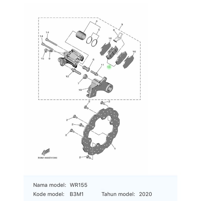 Kampas Rem Belakang Wr 155 / Brake Pad Kit / 3C5-25806-00