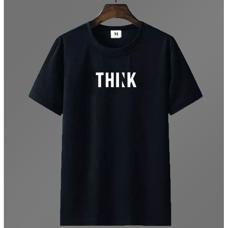 Kaos Distro Pria Lengan Pendek THINK Baju Oblong Cowok Atasan Pria Kaos Oblong Pria Cotton Combed