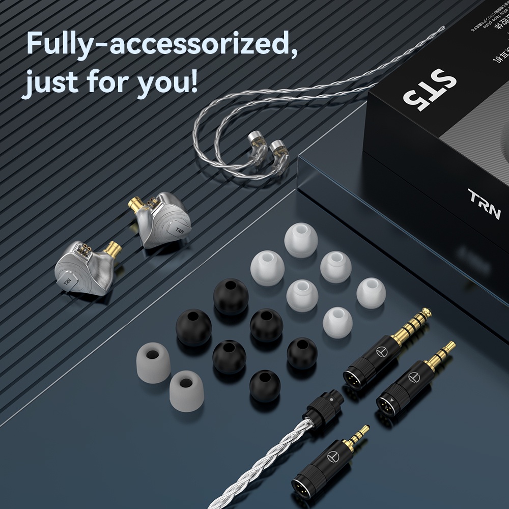 Trn ST5 Earphone In Ear Hybrid 1DD 4BA IEM HIFI Monitor 2Pin Bahan Metal Untuk BA5 / ST1 / V30