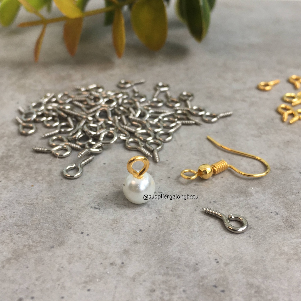 Screw Eye Pins | Paku Mata Ulir Claw Golden Silver Accessories DIY 4mm