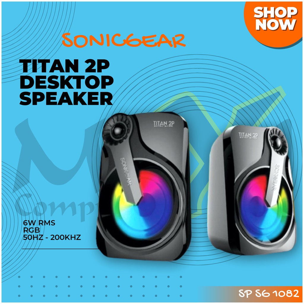 SonicGear Titan 2P Extra Bass 6W RMS USB 5V RGB Passive Desktop Speaker