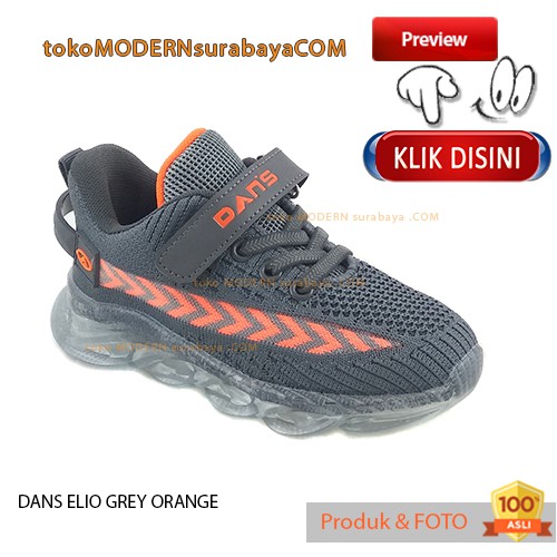 DANS ELIO GREY ORANGE Sepatu Anak Sepatu Sneakers Ringan