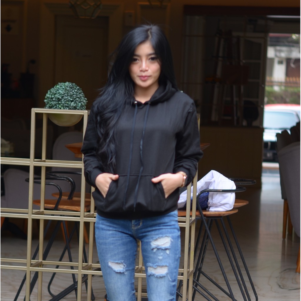 Sweater Hoodie Wanita Natural Hoodie Sweater Polos Terlaris Simpel Tangan Panjang Hangat-3