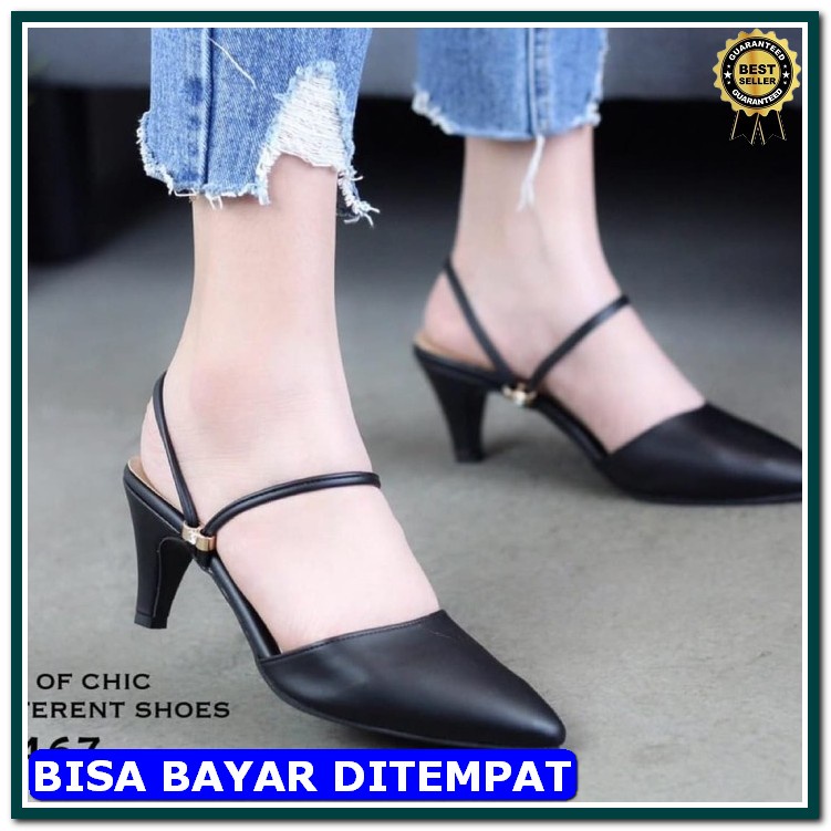 Sepatu High Heels Wanita / Hels / Hils Wanita Casual Santai High  OA773 Sepatu High Heels F12 Hitam