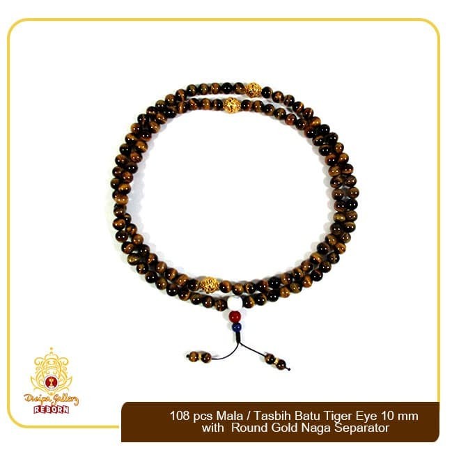 108 Pcs Mala/Tasbih Batu Tiger Eye 10mm with Round Gold Naga Separator