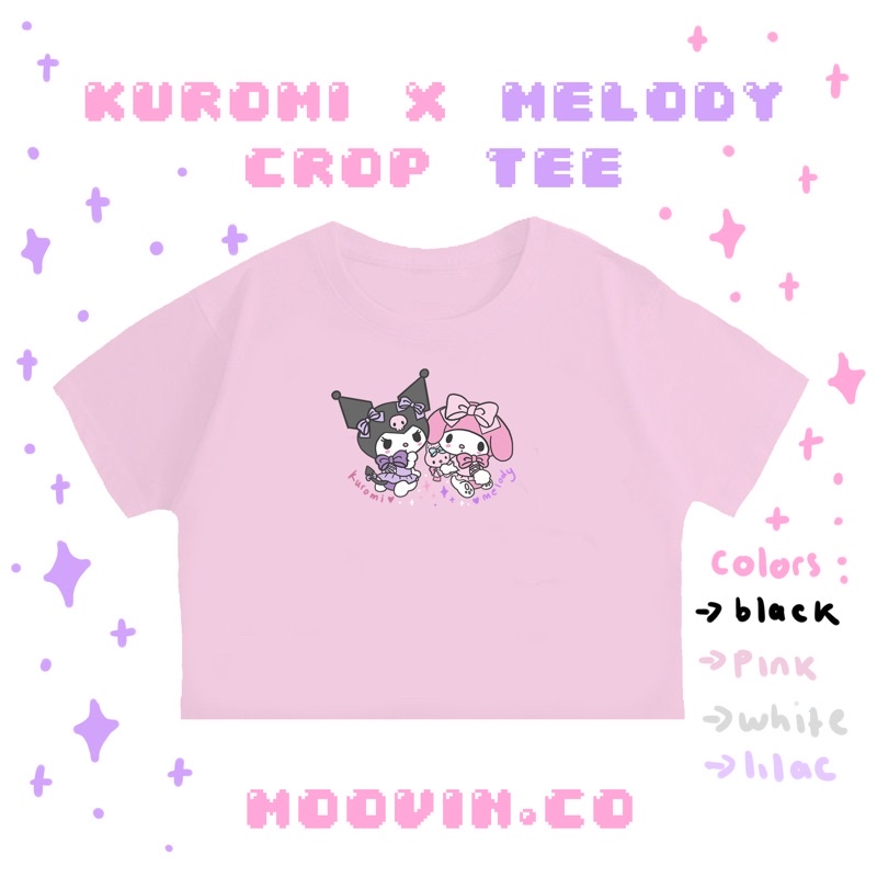 Kuromi x melody Crop top | kaos kuromi
