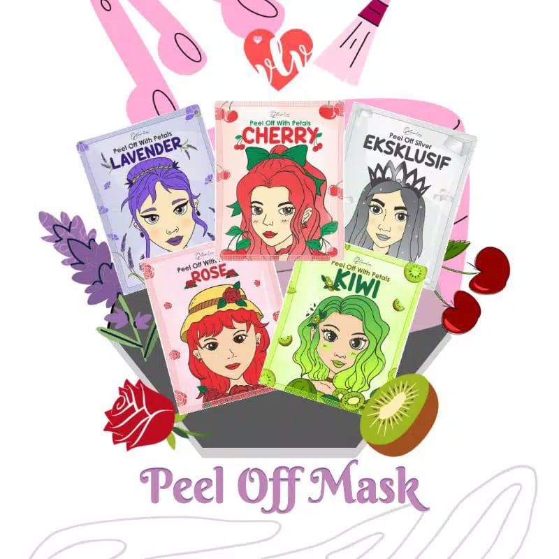 Masker Wajah Bubuk Wanita Organik Peel Off Mask by Lea Gloria Rubber/Jelly with Petals BPOM 15 gram