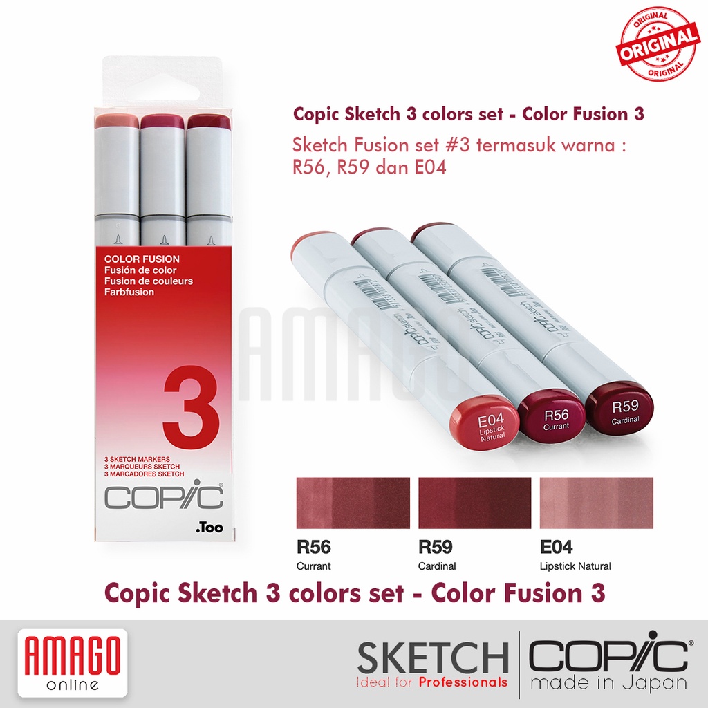 COPIC Sketch - Isi 3 Warna - Set Color Fusion - Pilih Set - CSM/3CFx