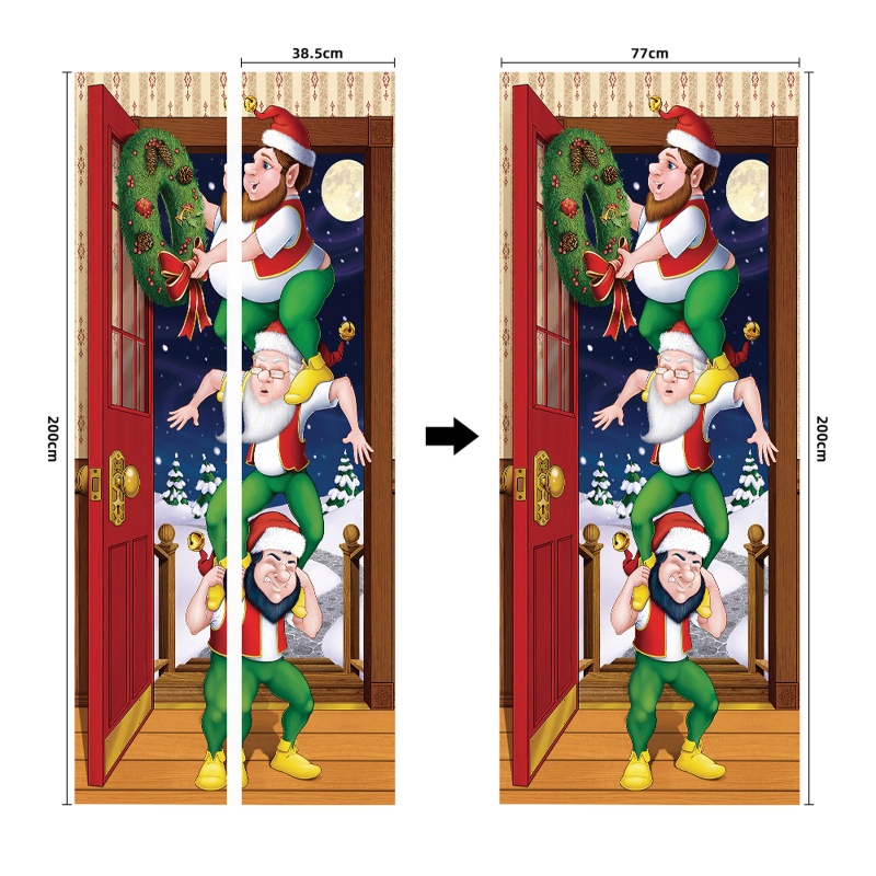 Zzz 2pcs / set Stiker Dinding / Pintu / Kulkas Motif Santa Claus / Natal Anti Air Untuk Dekorasi Rumah