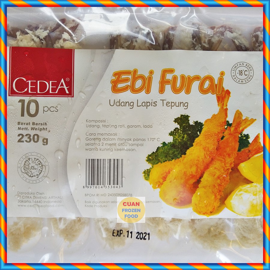 

EBI FURAI CEDEA TEMPURA ASLI UDANG GORENG FROZEN 10pcs 230Gr