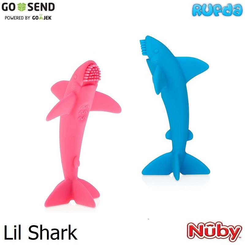 Nuby Lil Shark Massaging Toothbrush Sensory Toy 100% Silicone