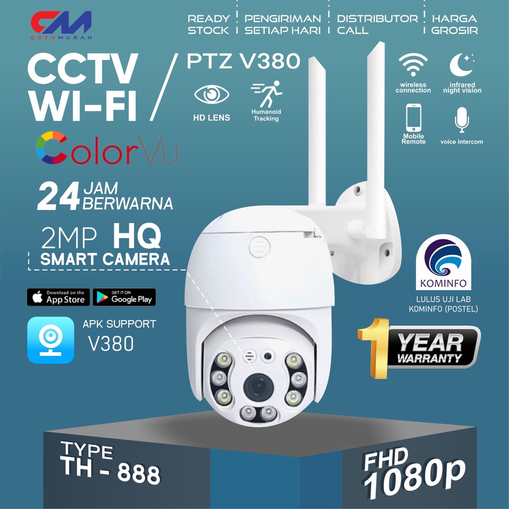 CCTV CAMERA WIFI PTZ OUTDOOR 5MP APLIKASI V380 FULL COLOUR BERGARANSI BARANG ORIGINAL WATERPROOF