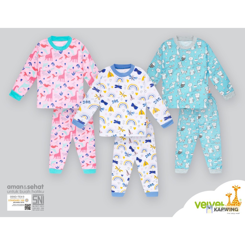 NEW Paket Hemat Bundle 3 Velvet Junior Big Size Anak 2-10 th Dreamwear Piyama Jumbo - Piyama Katun