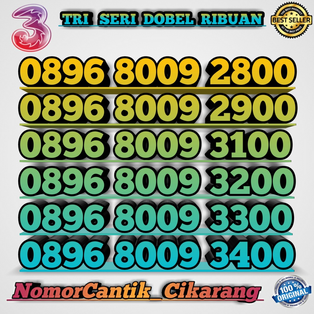 NOMOR CANTIK TRI RIBUAN  8009   KARTU NOMOR CANTIK TRI MURAH