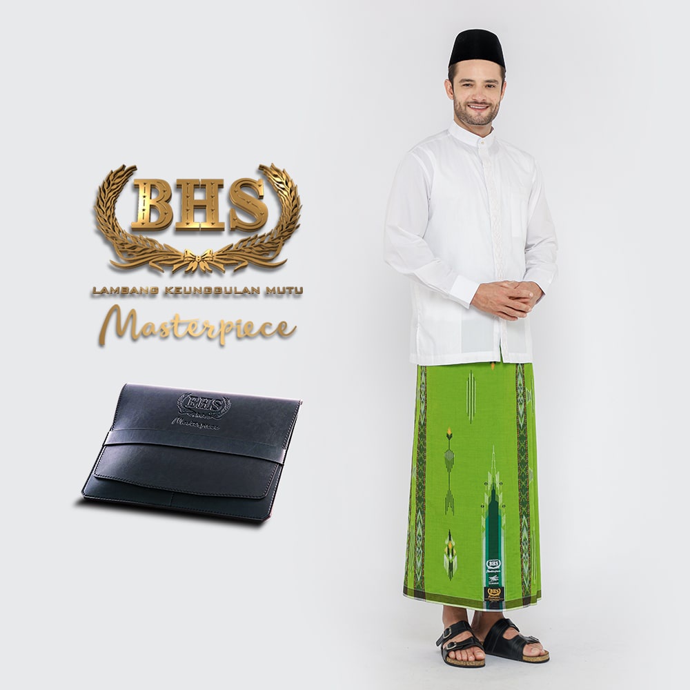Sarung BHS Masterpiece Gold Motif Songket Diagonal Ikat Hijau Muda / BHS SDI