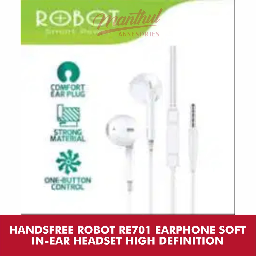 HANDSFREE ROBOT RE701 EARPHONE SOFT IN-EAR HEADSET HIGH DEFINITION