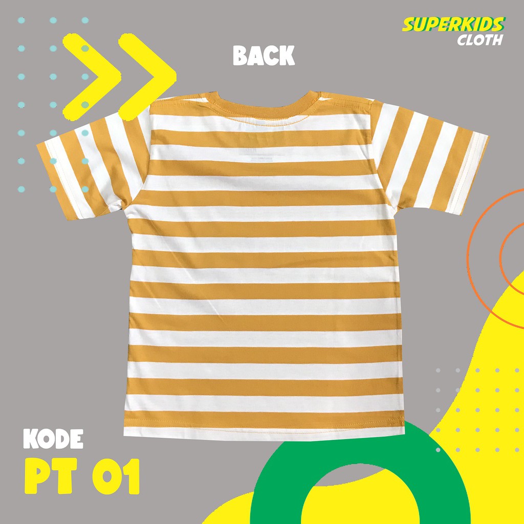 KAOS ANAK STRIPE SALUR KUNING TERMURAH ECER GROSIR SUPERKIDS CLOTH 1 - 8 TAHUN