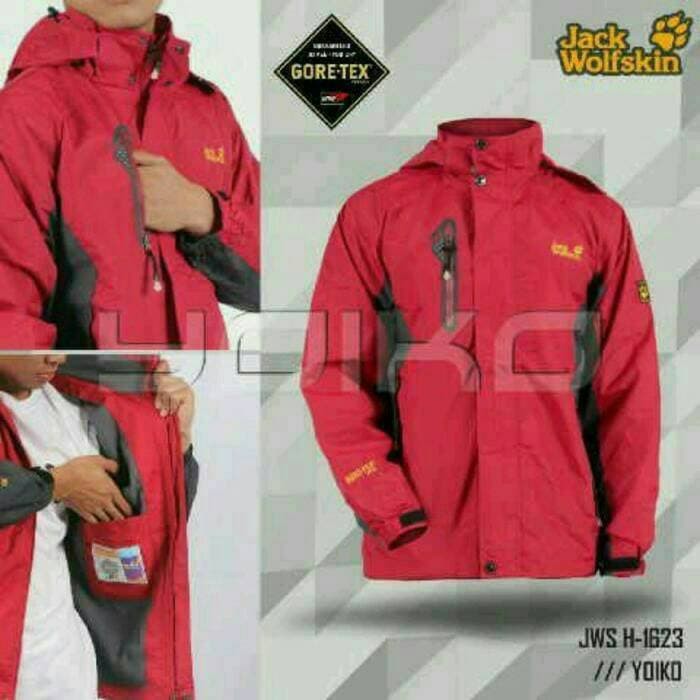 Jaket Gunung / outdoor JWS Jack Wolfskin 1623 waterproof merah