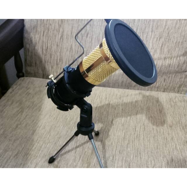 MPro Tripod mic + pop filter mic untuk dudukan mikropon condensor recording condenser bm700 bm800 meja dudukan microphone