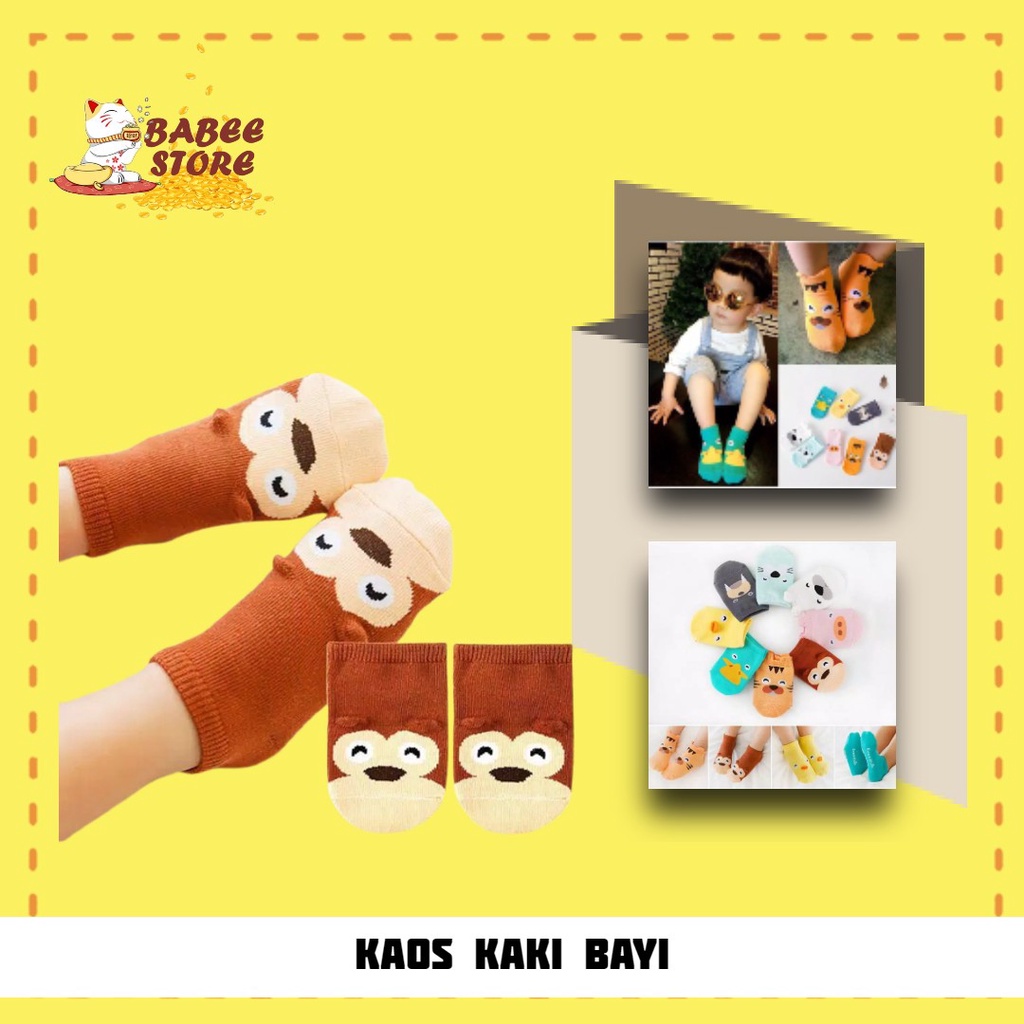 BABEE KAOS KAKI ANTI SLIP ANIMAL / KAOS KAKI BAYI / BABY SOCKS / KAOS KAKI ANAK ANAK / KADO BAYI