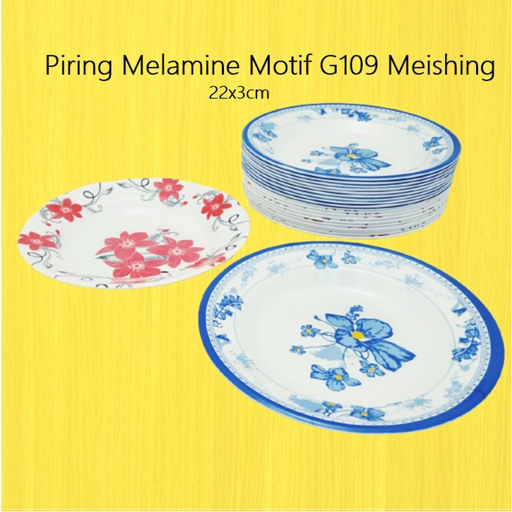 Piring Melamine Motif &amp; Polos MEISHING G109 22cm