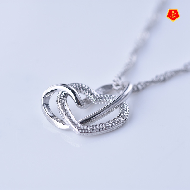 [Ready Stock]Doppel Herz Pendant Elegant Lady Heart-to-Heart Necklace