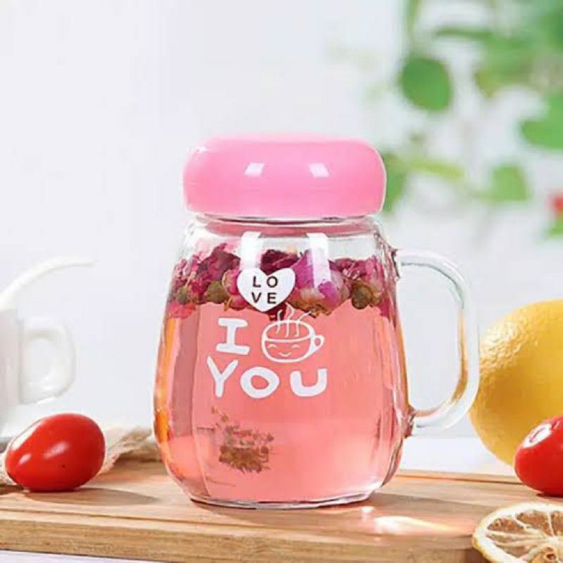 B ( B67) BOTOL GELAS LOVE / BAHAN KACA / GELAS MUG / KUALITAS TERBAIK