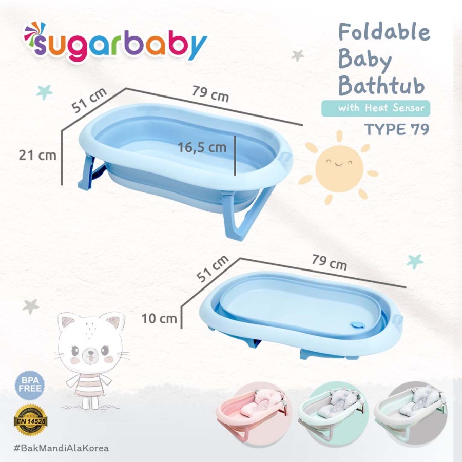 SUGAR BABY FOLDABLE BABY BATHTUB WITH HEAT SENSOR [ F79 ]