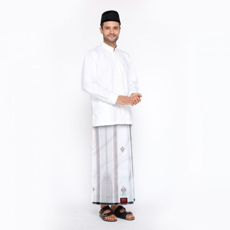 Sarung BHS Excellent Gold Motif JGH Putih Cream