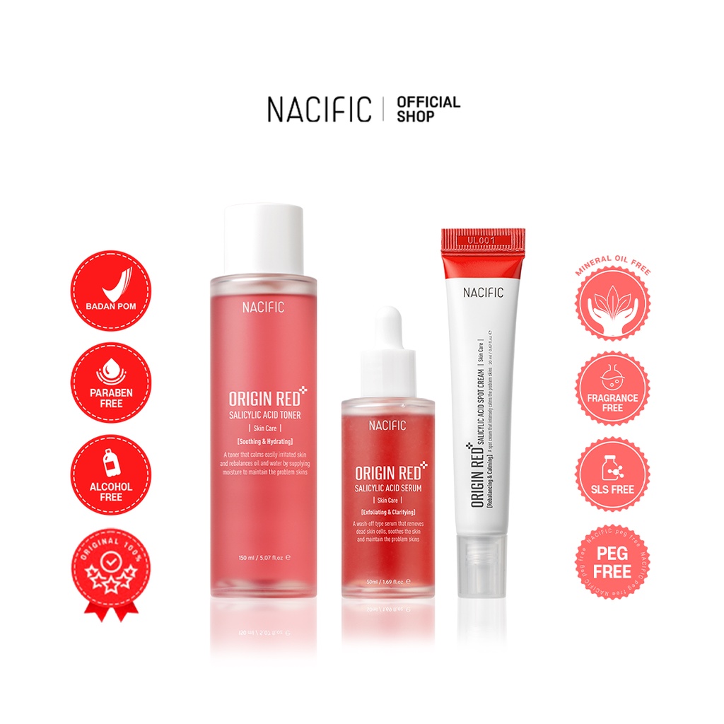 [NACIFIC] Origin Red Salicylic Acid Full Set (Serum + Toner + Cream)