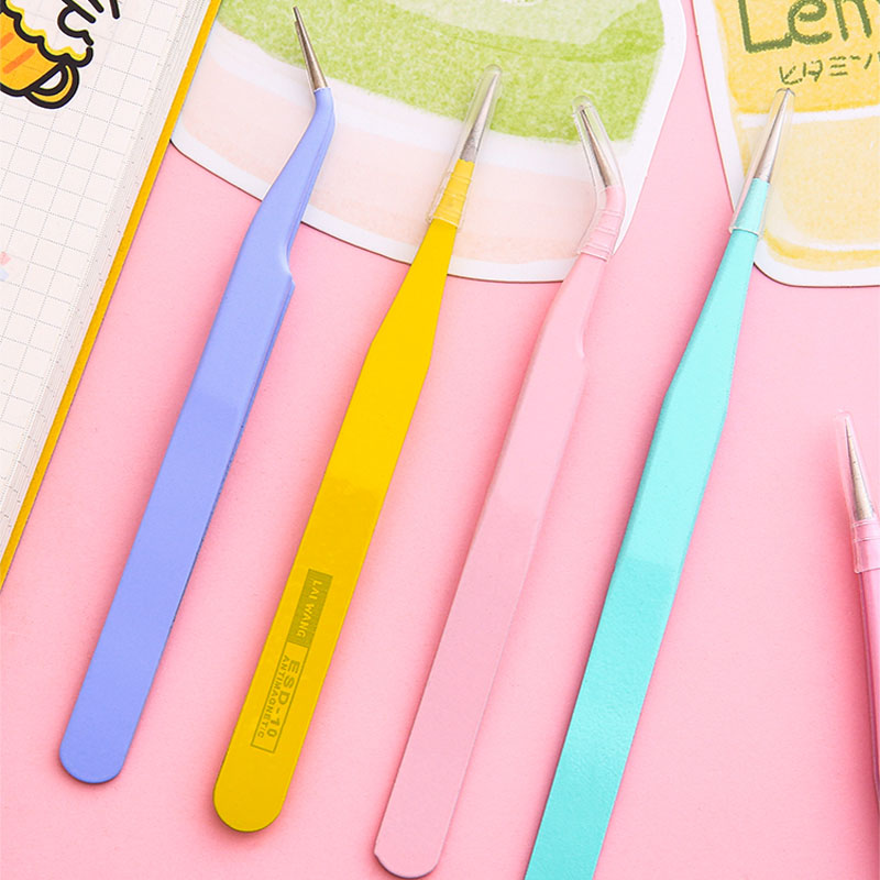 Colorful Series Stainless Steel Tweezers Sticker DIY Small Clip