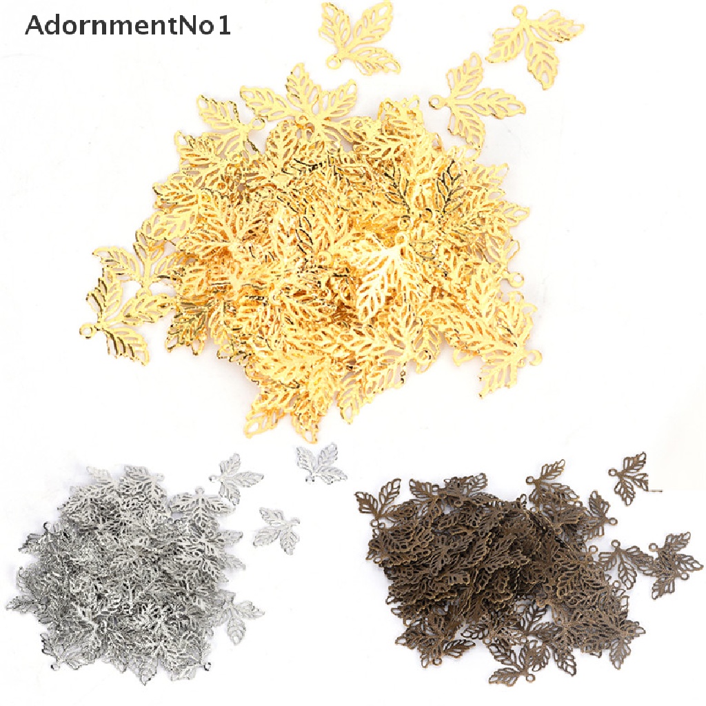 (AdornmentNo1) 100pcs / Set Konektor Bentuk Daun Bahan Metal Untuk Membuat Perhiasan DIY