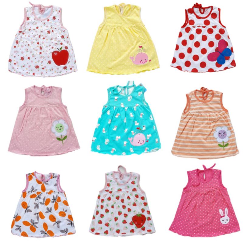 Dress Bayi Kutung Daster Anak Cewek Daily Baby Girl Katun Baju Rumah 0 3 6 9 12 Bulan