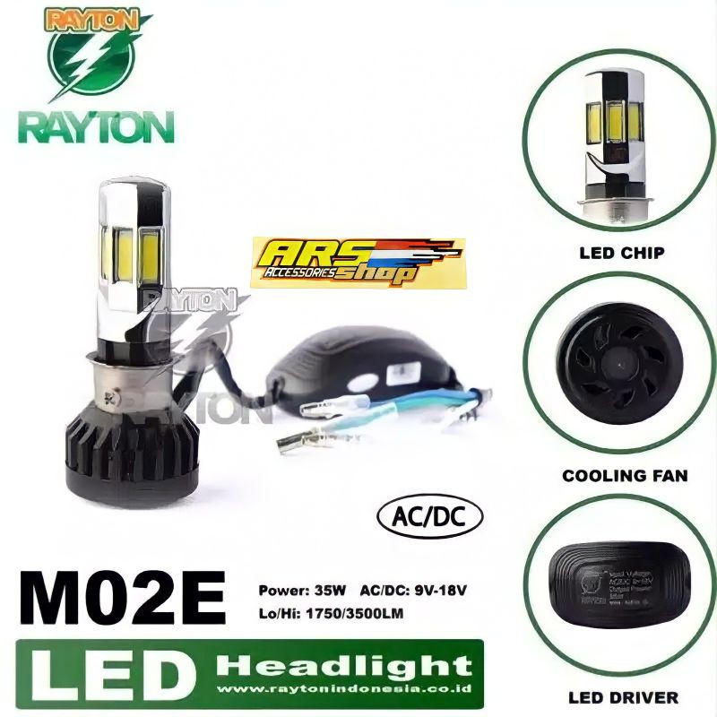 Lampu Depan Utama Led Motor Headlight Headlamp LED RTD M02E 6 Sisi Mata 100% Ori lampu led beat mio-6 mata original