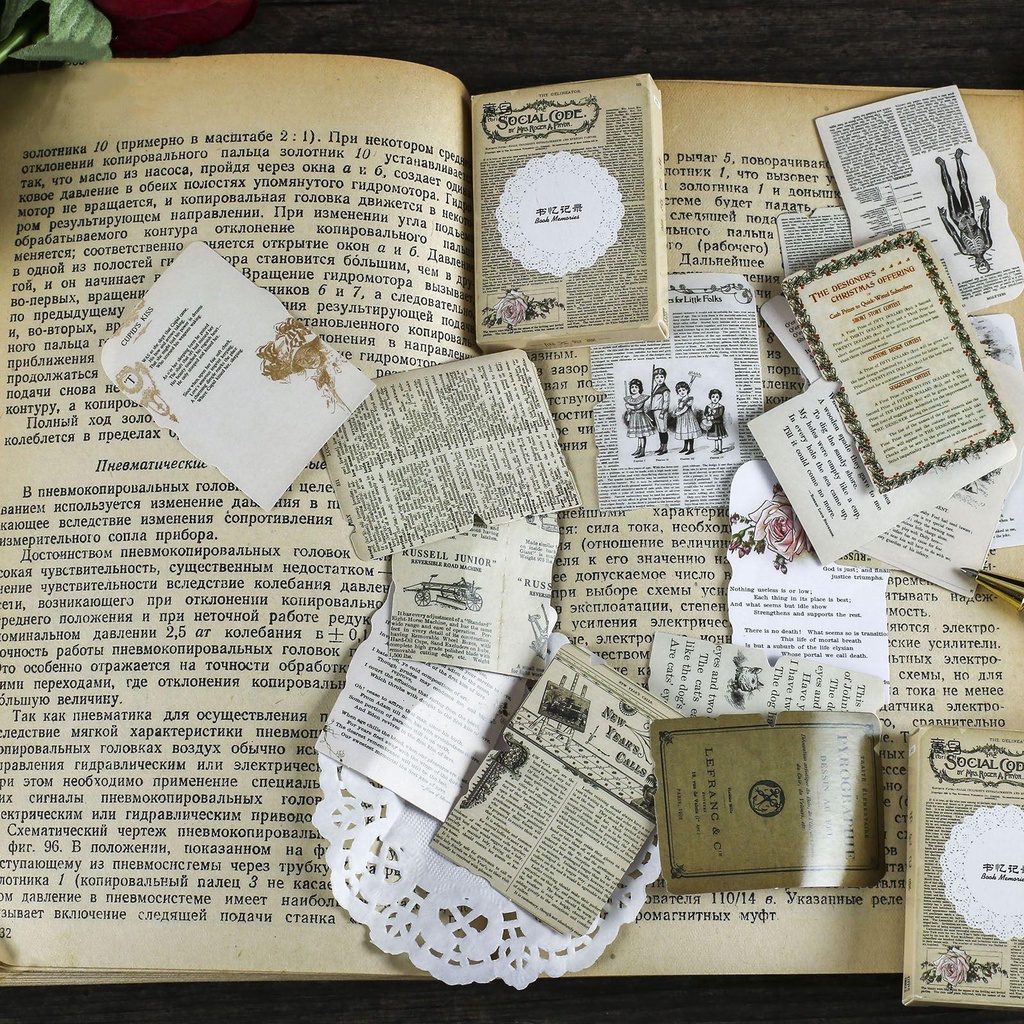 Solighter 24pcs/pack Stiker Label Planner Kotak Musik Retro Lembaran Vintage Stiker Hias