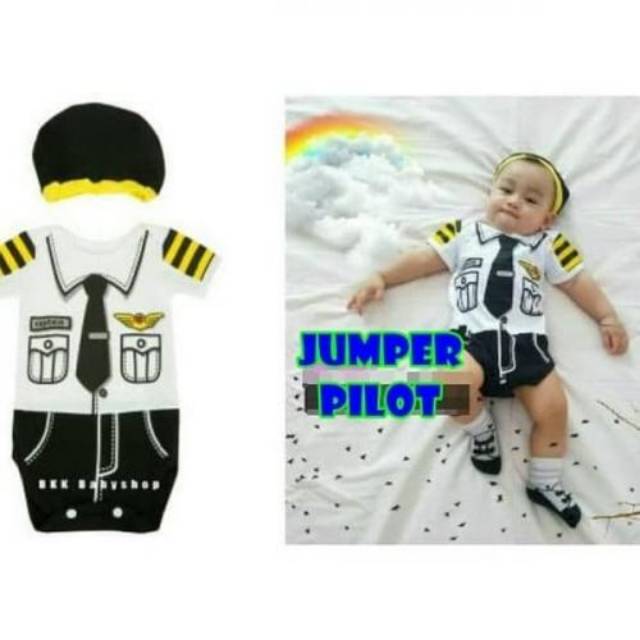 Romper baby pilor, Pilot baby romper, jumper pilot bayi, romper baju pilot