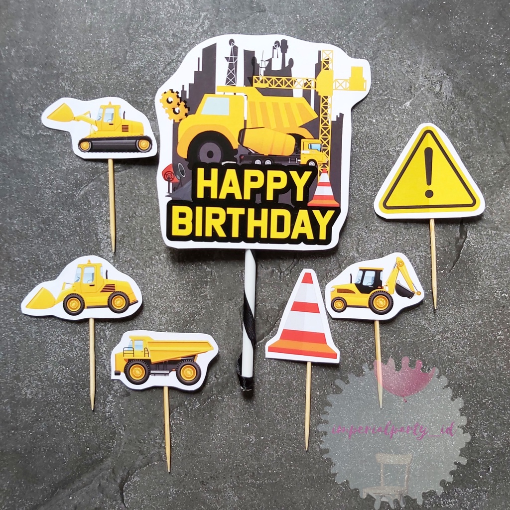 Cake Cupcake Topper Kue Custom Construction Truk Konstruksi