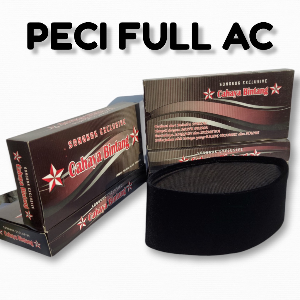Peci kopiah hitam full ac merk AL HASYIM songkok hitam full ac peci full ac tinggi