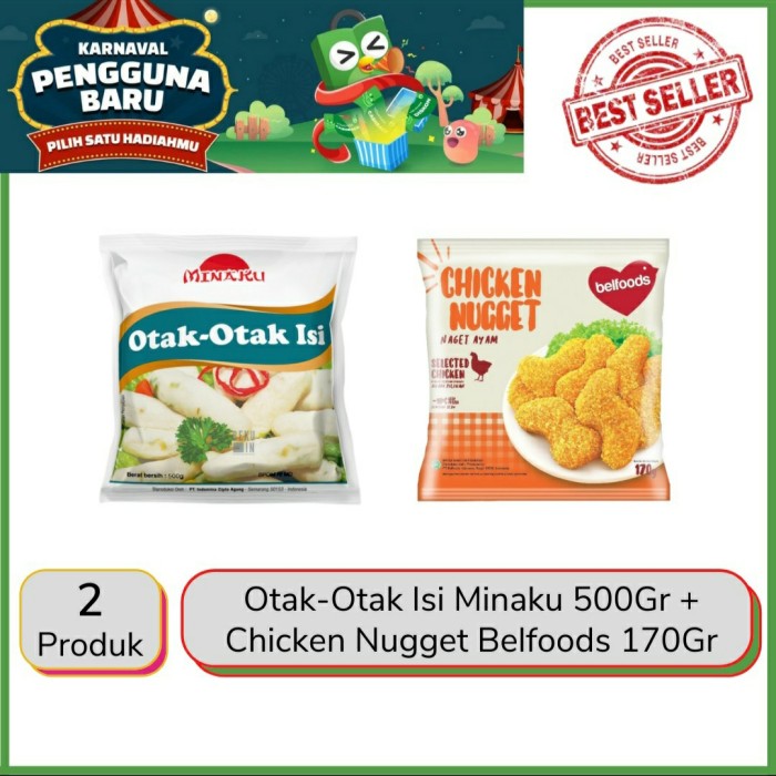 

Otak otak isi minaku 500gr dan Nugget belfood ayam 170gr