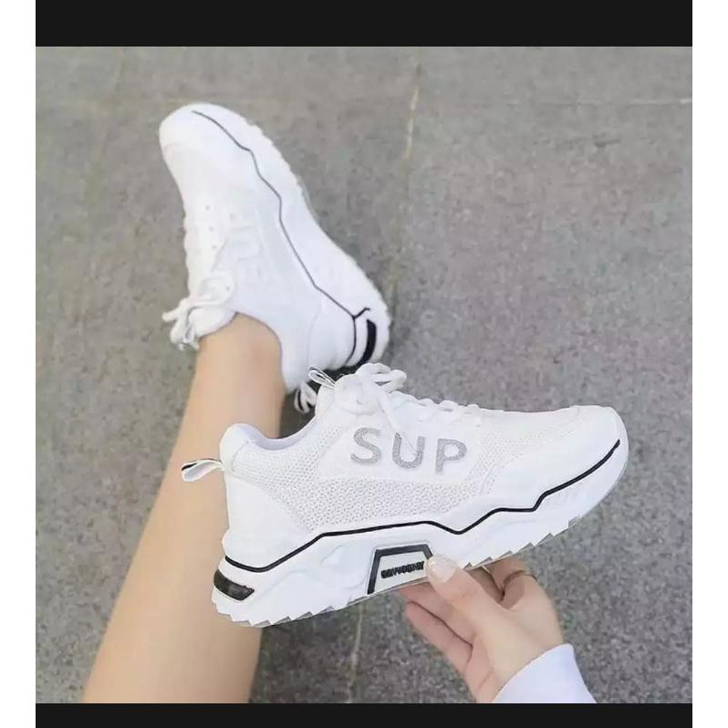 Beier sepatu wanita kets cats cewek remaja dewasa casual santai kasual tali polos putih korea simple
