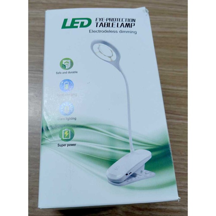 Lampu Meja Belajar Jepit Rechargeable Lampu Emergency Universal - Putih