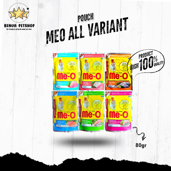 Makanan Kucing basah MEO pouch 80g Adult &amp; Kitten All Varian