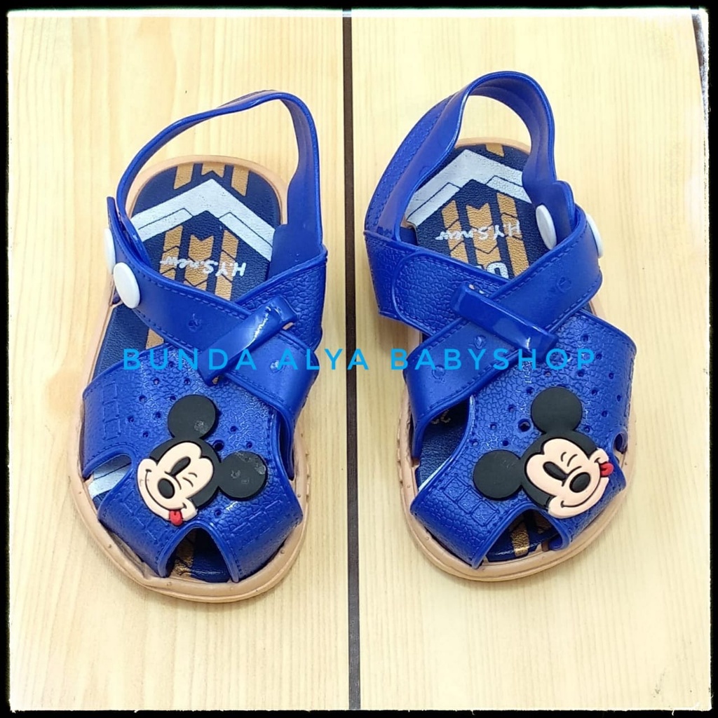 Sendal Anak Laki Laki Usia 6 Bulan 1 2 3 Tahun Kartun BIRU Karet Elastis  - Sepatu Sandal Anak Cowok Anti Licin