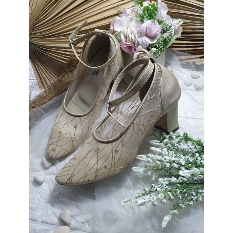 sepatu calia gold tinggi 7cm hak tahu