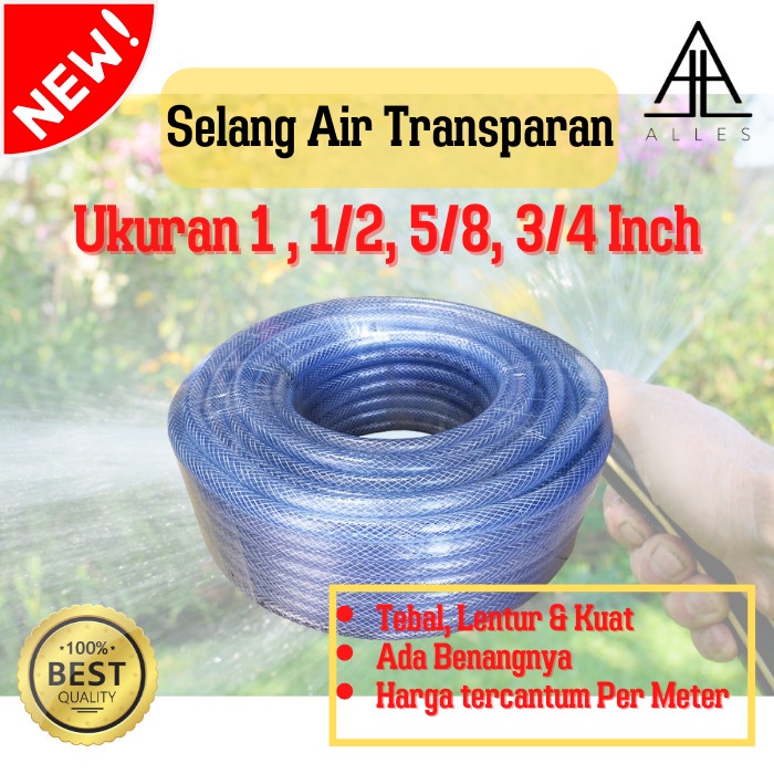 Jual Selang Air Benang Transparan Ukuran 1/2-1-3/4-5/8 Inch Harga Per ...