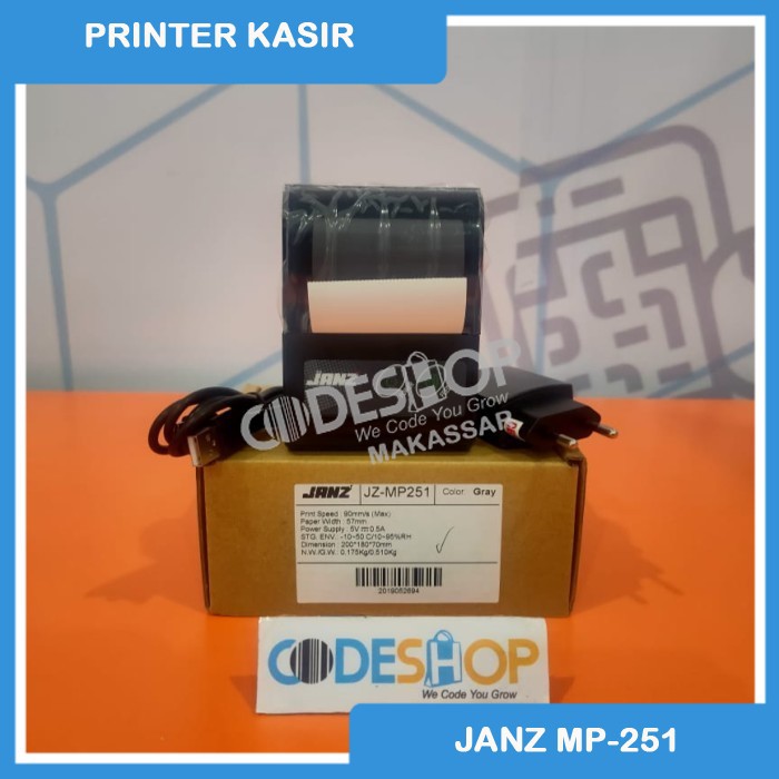 Mini Mobile Printer Thermal Bluetooth 58mm Janz JZ MP-251 RPP02 MOKA